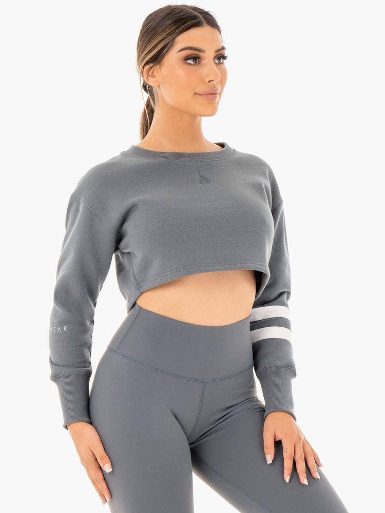 Women's Ryderwear Women Sweaters Motion Cropped Sweaters Charcoal | NZ2625FM