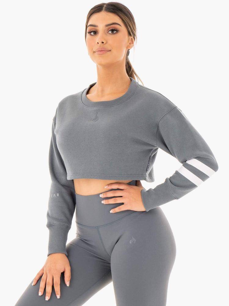 Women\'s Ryderwear Women Sweaters Motion Cropped Sweaters Charcoal | NZ2625FM