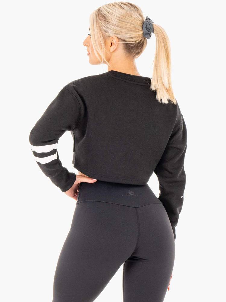 Women's Ryderwear Women Sweaters Motion Cropped Sweaters Black | NZ2626DN