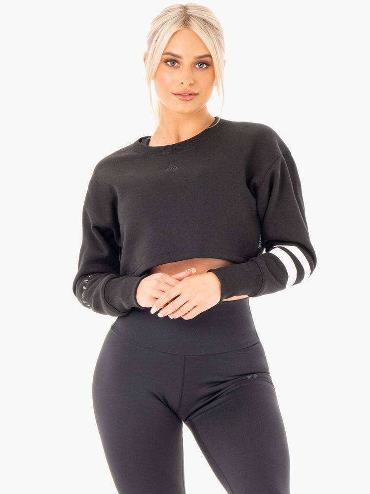 Women\'s Ryderwear Women Sweaters Motion Cropped Sweaters Black | NZ2626DN