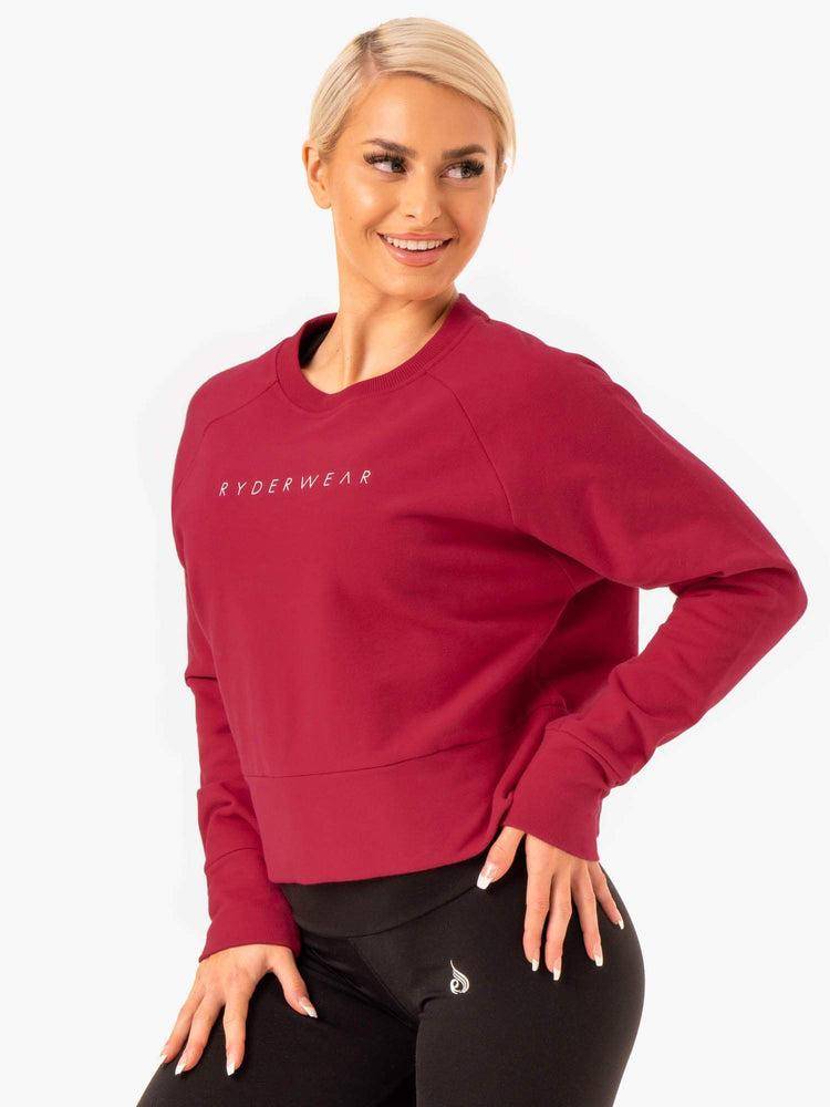 Women\'s Ryderwear Women Sweaters Motion Sweaters Wine Red | NZ2636EX