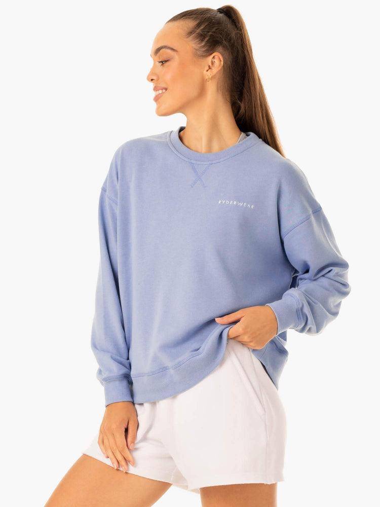 Women\'s Ryderwear Women Sweaters Recover Lightweight Sweaters Dusty Blue | NZ2572FM