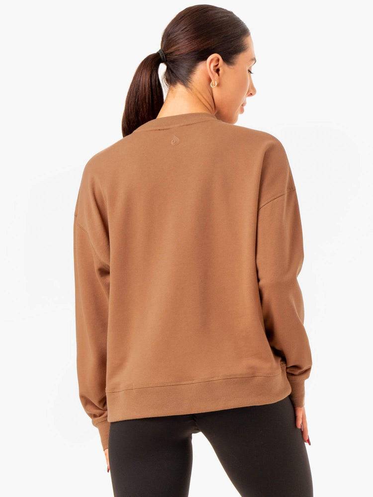 Women's Ryderwear Women Sweaters Recover Lightweight Sweaters Mocha | NZ2637WY