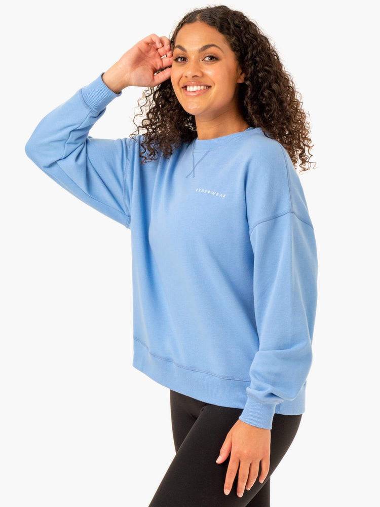 Women's Ryderwear Women Sweaters Recover Lightweight Sweaters Sky Blue | NZ2638QZ