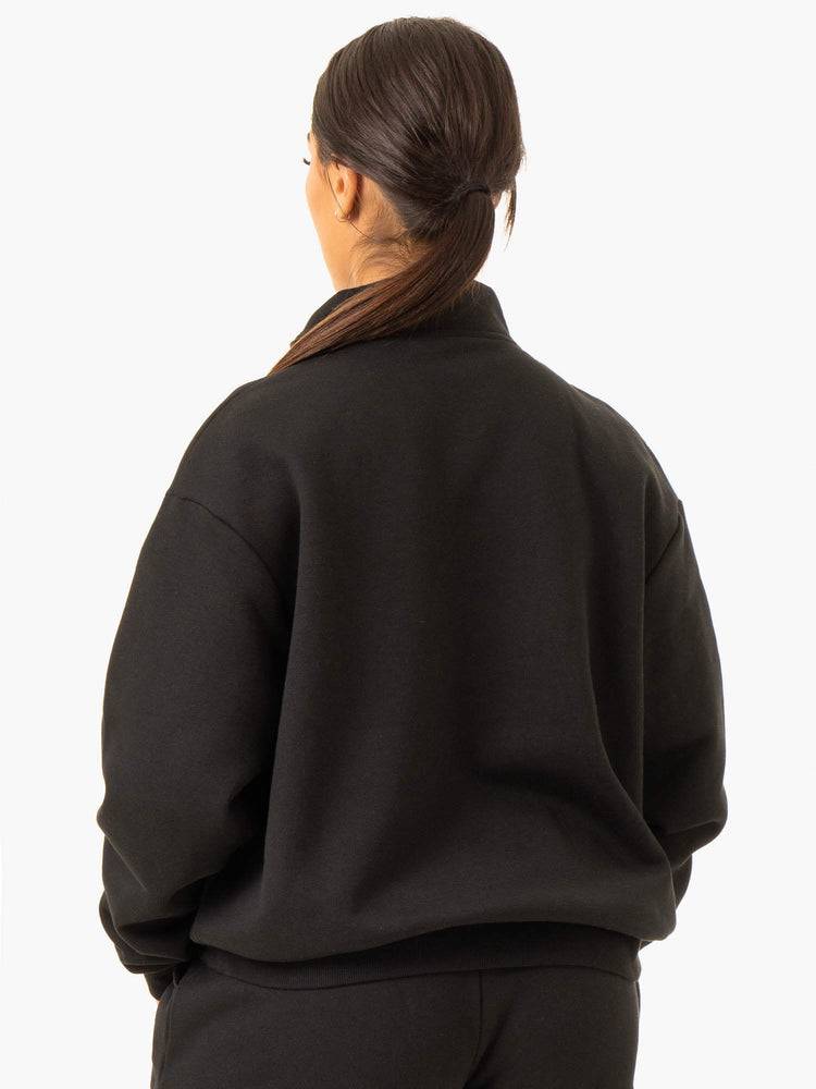 Women's Ryderwear Women Sweaters Restore Half Zip Sweaters Black | NZ2601AP