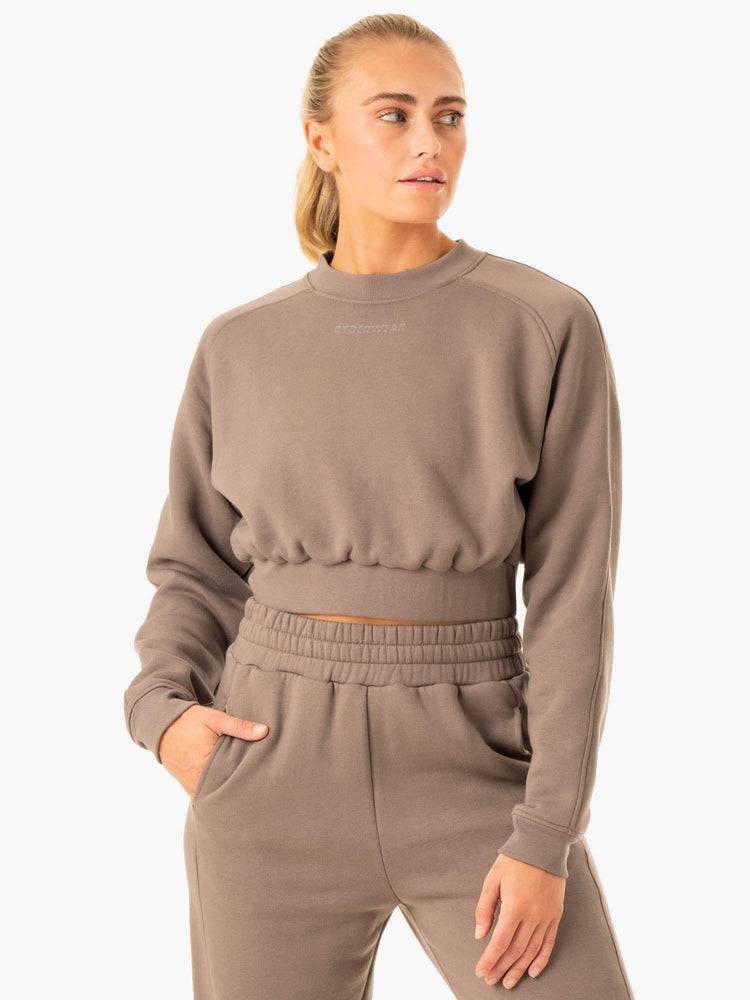 Women\'s Ryderwear Women Sweaters Sideline Sweaters Taupe | NZ2643FM