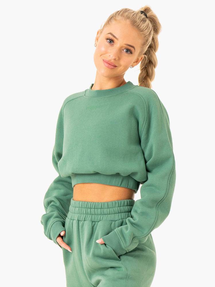 Women's Ryderwear Women Sweaters Sideline Sweaters Forest Green | NZ2647PQ