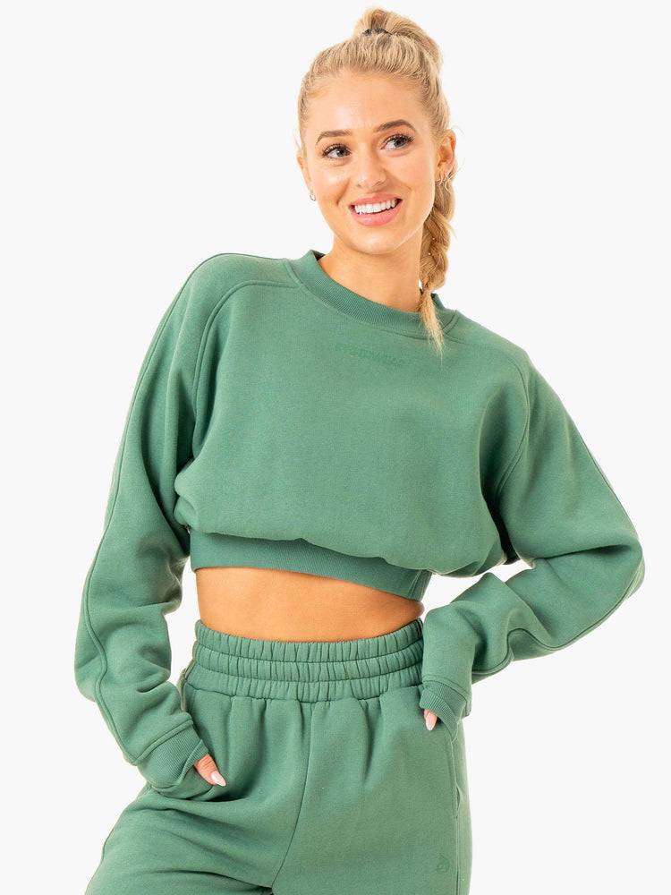 Women\'s Ryderwear Women Sweaters Sideline Sweaters Forest Green | NZ2647PQ