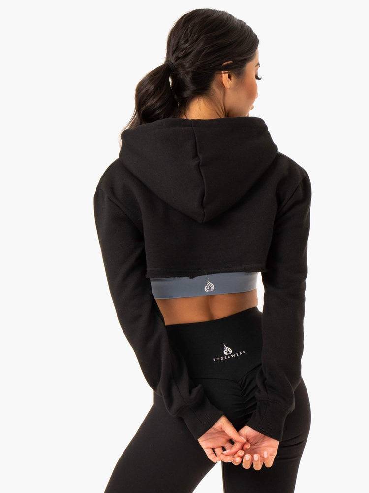 Women's Ryderwear Women Sweaters Staples Super Crop Sweaters Black | NZ2575AP