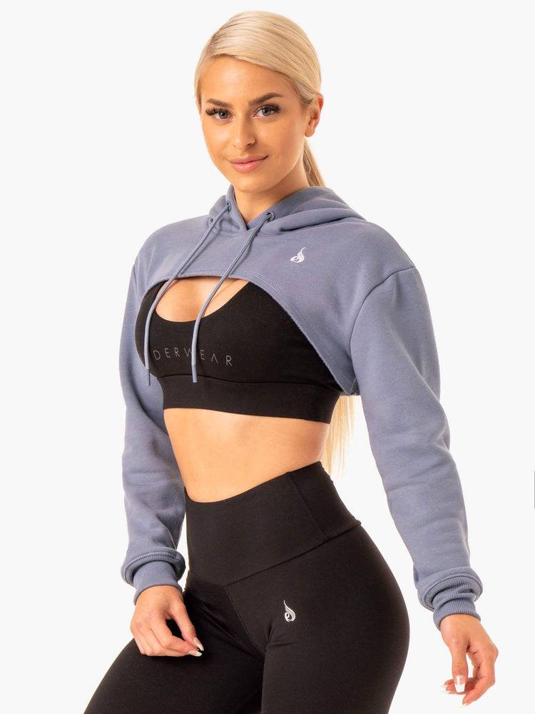 Women's Ryderwear Women Sweaters Staples Super Crop Sweaters Steel Grey | NZ2578IS