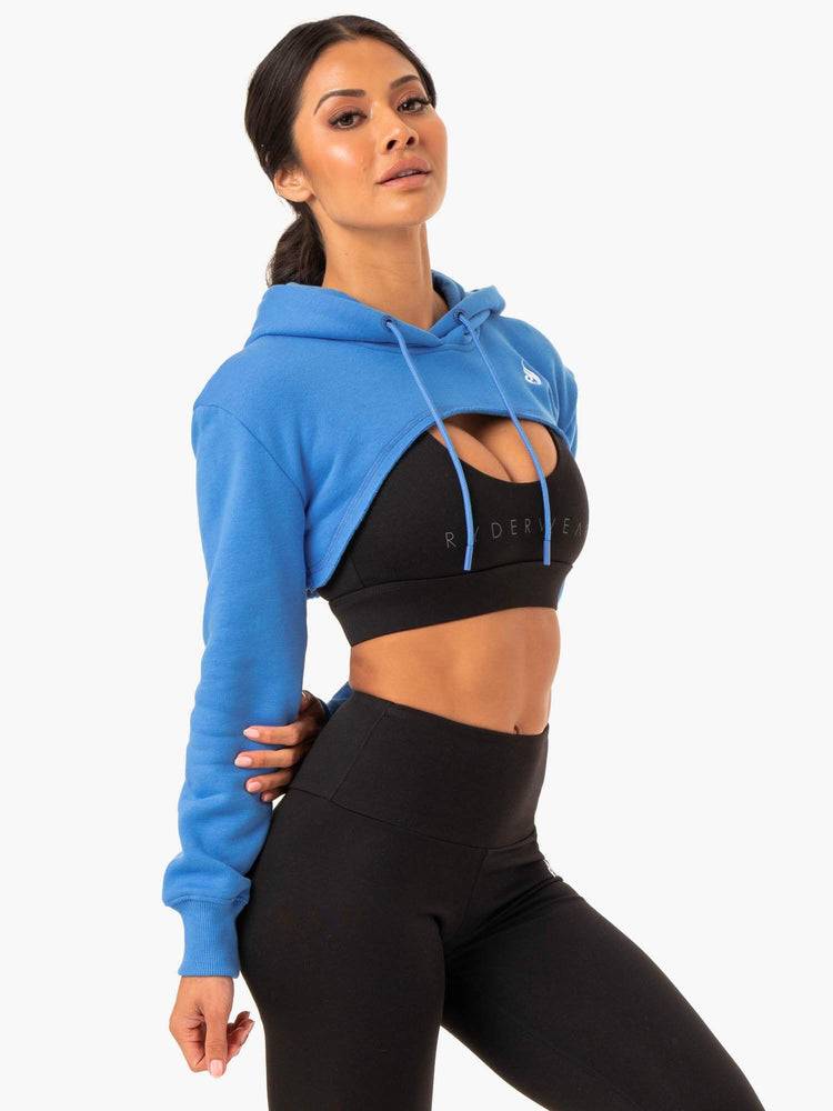 Women's Ryderwear Women Sweaters Staples Super Crop Sweaters Blue | NZ2595JJ