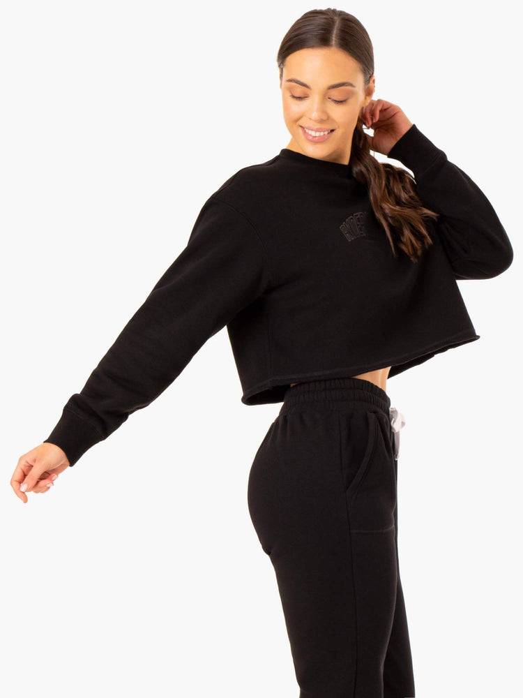 Women's Ryderwear Women Sweaters Ultimate Fleece Sweaters Black | NZ2579UT