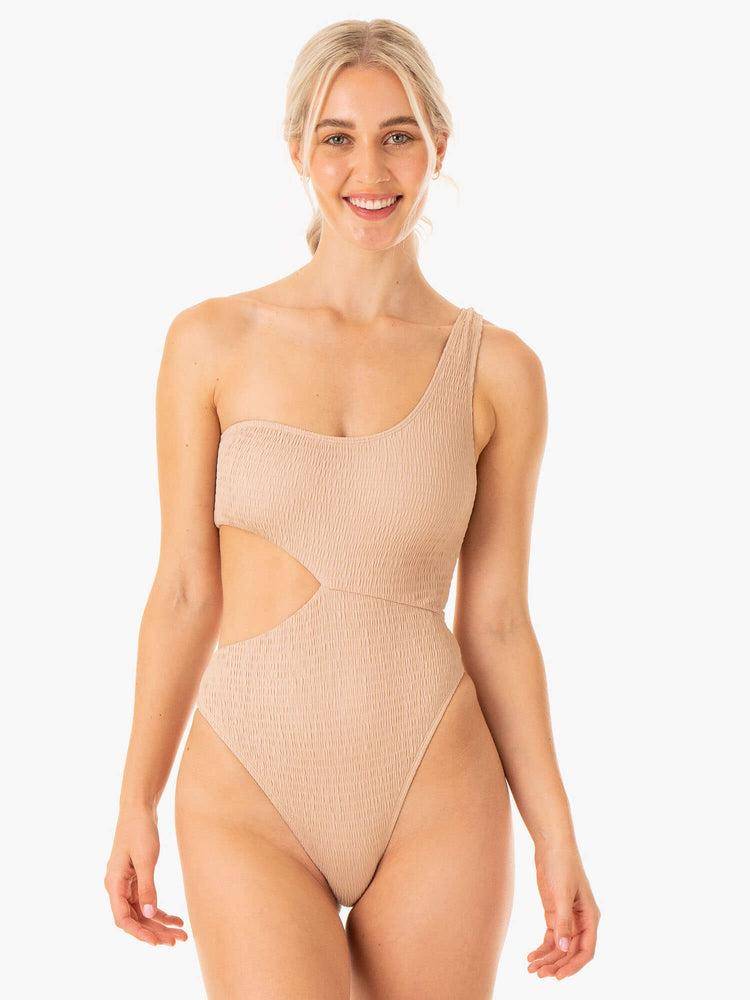 Women\'s Ryderwear Women Swimwear Paradise Cut Out One Piece Swimwear Sand | NZ2653RW