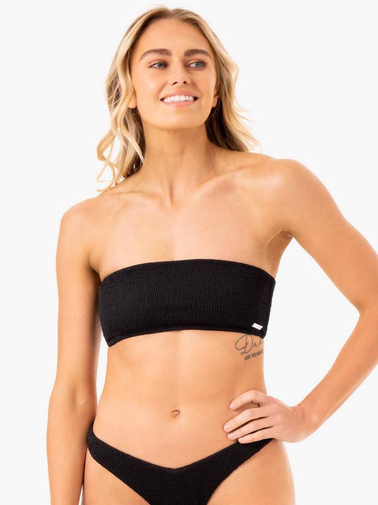 Women\'s Ryderwear Women Swimwear Paradise Bandeau Bikini Top Swimwear Black | NZ2659BC