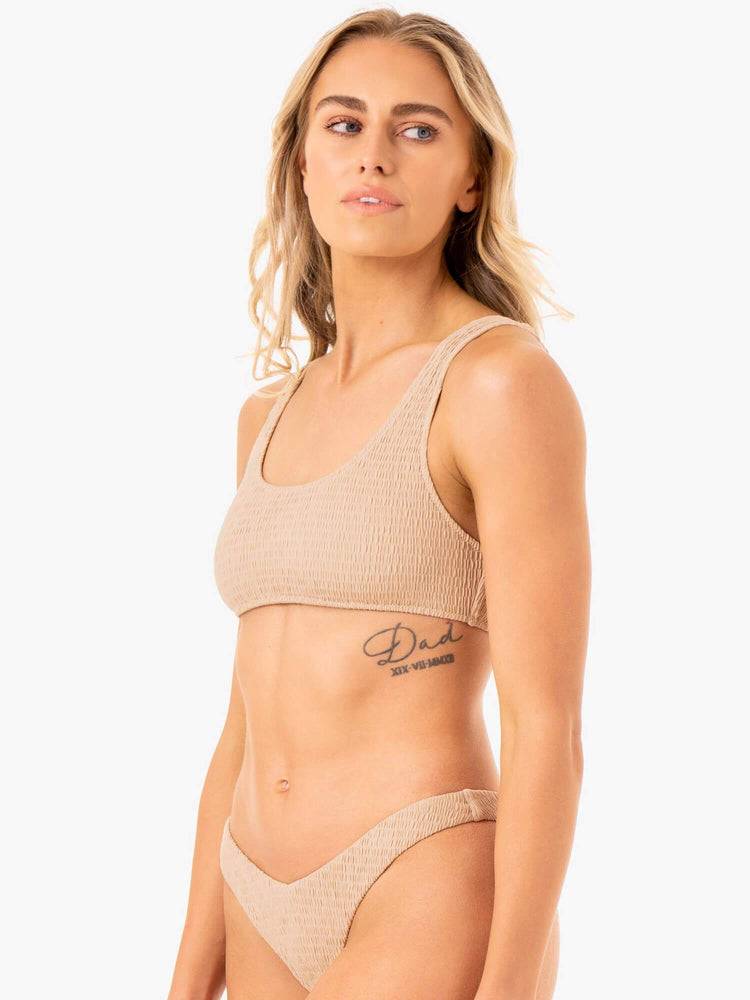 Women's Ryderwear Women Swimwear Paradise Scoop Bikini Top Swimwear Sand | NZ2666JJ