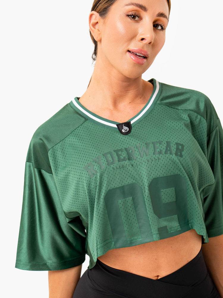 Women's Ryderwear Women T Shirts Arena Varsity Jersey T Shirts Forest Green | NZ2796EX