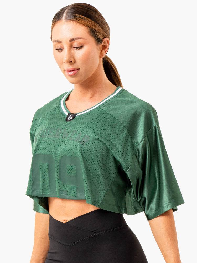 Women's Ryderwear Women T Shirts Arena Varsity Jersey T Shirts Forest Green | NZ2796EX