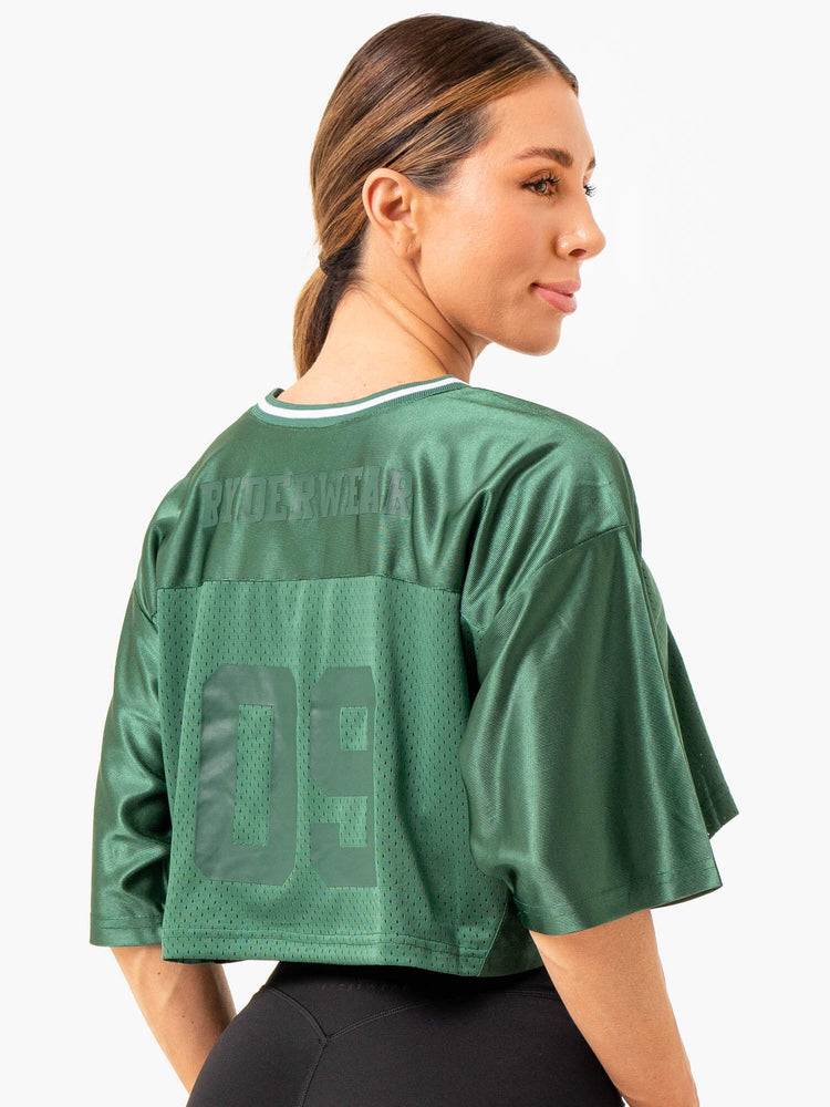 Women's Ryderwear Women T Shirts Arena Varsity Jersey T Shirts Forest Green | NZ2796EX