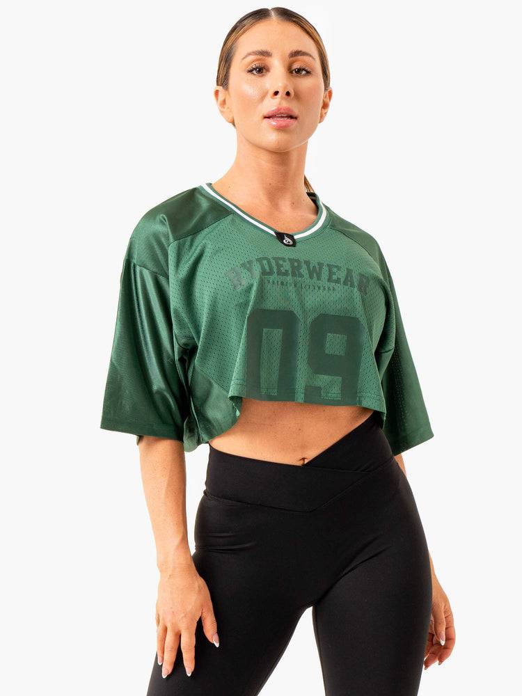 Women\'s Ryderwear Women T Shirts Arena Varsity Jersey T Shirts Forest Green | NZ2796EX