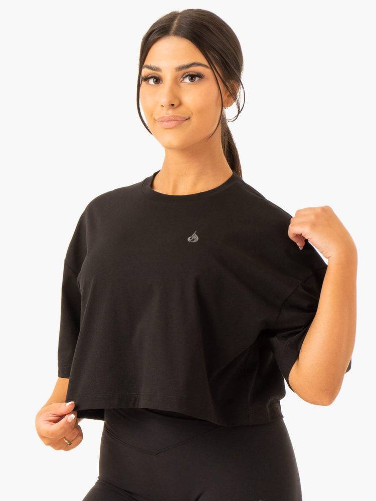 Women's Ryderwear Women T Shirts Balance Oversized Tee T Shirts Black | NZ2764HK