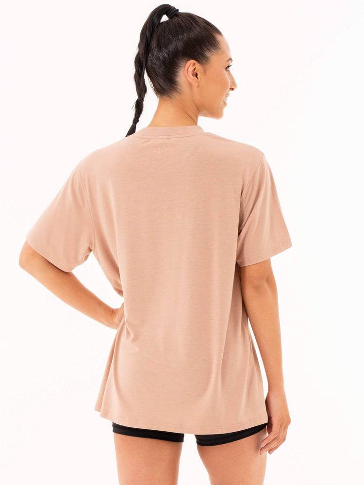 Women's Ryderwear Women T Shirts Define Long Line T Shirts Latte | NZ2705TV