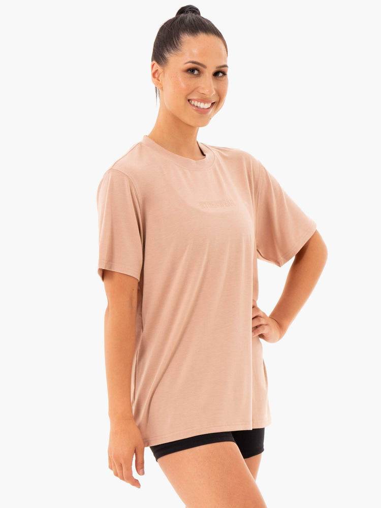 Women's Ryderwear Women T Shirts Define Long Line T Shirts Latte | NZ2705TV