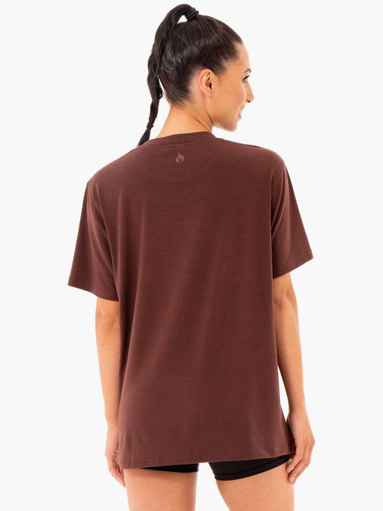 Women's Ryderwear Women T Shirts Define Long Line T Shirts Chocolate | NZ2706RW