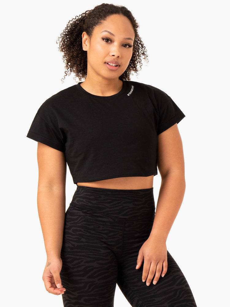 Women's Ryderwear Women T Shirts Energy Cap Sleeve T Shirts Black | NZ2792UT