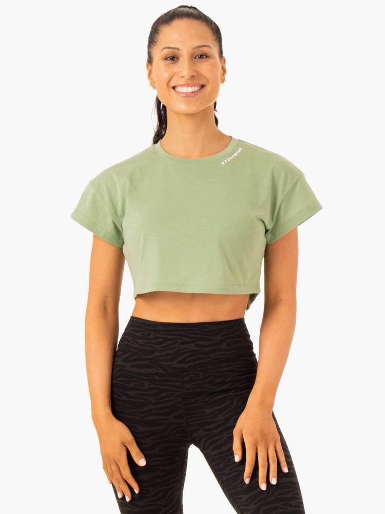 Women's Ryderwear Women T Shirts Energy Cap Sleeve T Shirts Jade Green | NZ2794TV