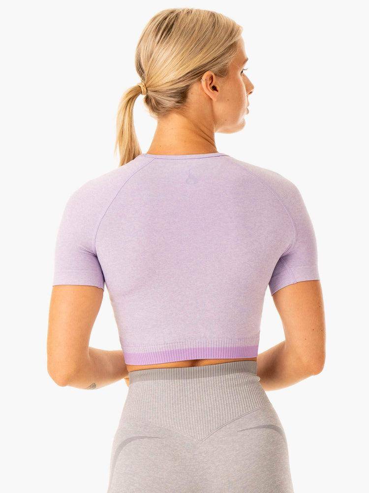 Women's Ryderwear Women T Shirts Excel Seamless T Shirts Lavender Marl | NZ2754MA