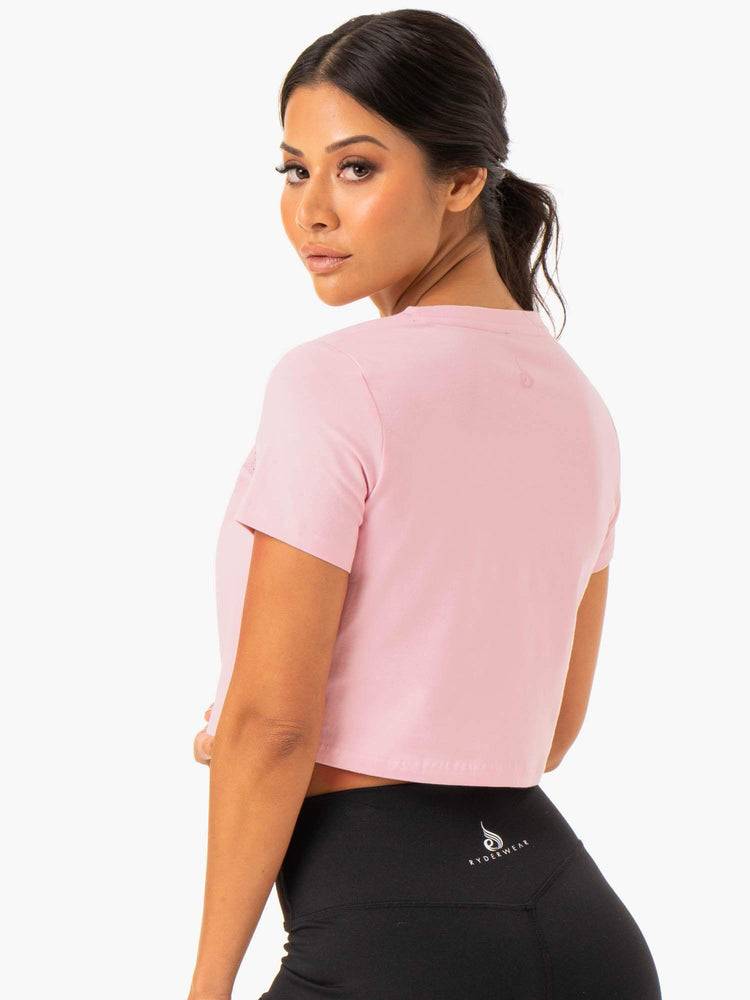 Women's Ryderwear Women T Shirts Hybrid Mesh Tee T Shirts Pink | NZ2708WY