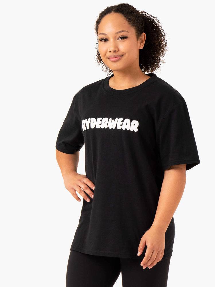 Women's Ryderwear Women T Shirts Icon Oversized T Shirts Black | NZ2775YU