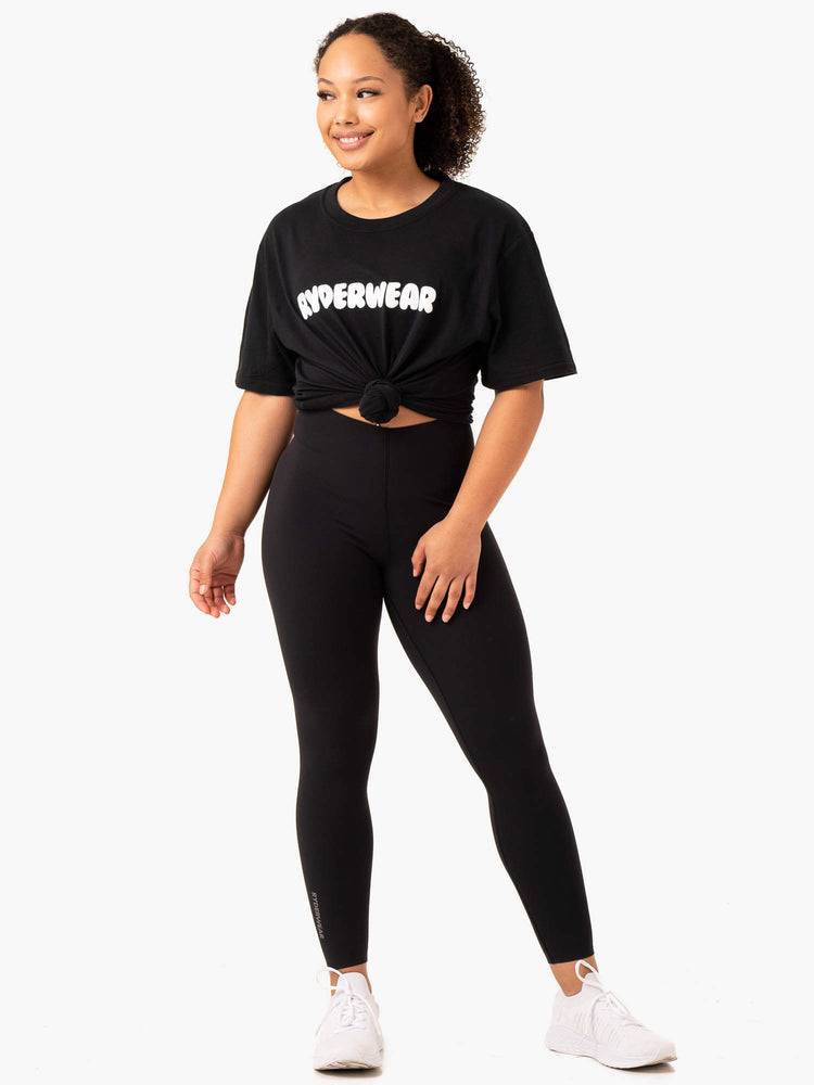 Women's Ryderwear Women T Shirts Icon Oversized T Shirts Black | NZ2775YU