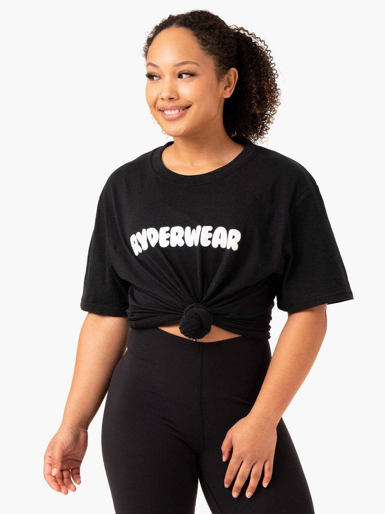 Women\'s Ryderwear Women T Shirts Icon Oversized T Shirts Black | NZ2775YU