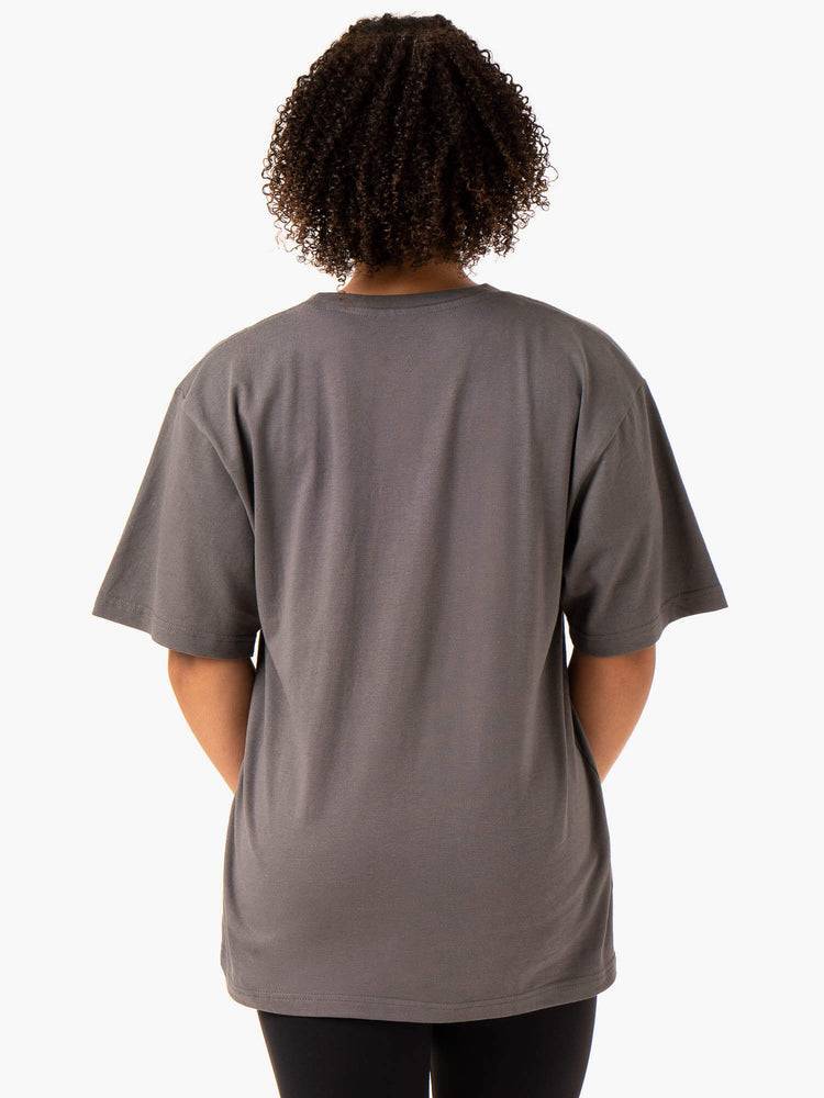 Women's Ryderwear Women T Shirts Icon Oversized T Shirts Charcoal | NZ2776TV