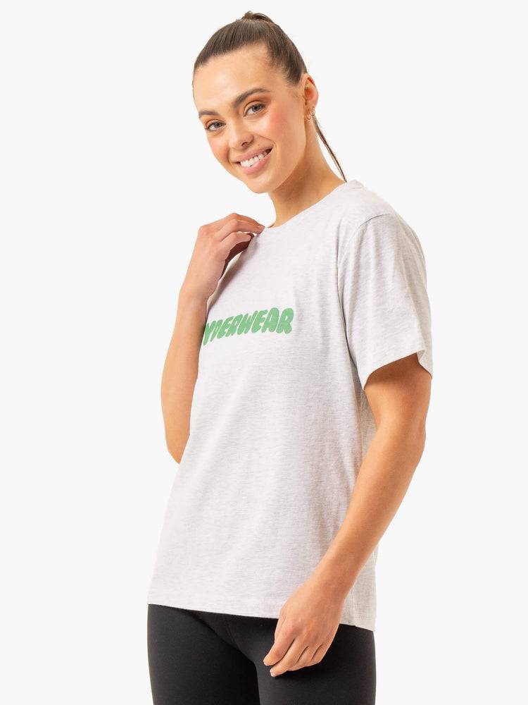 Women's Ryderwear Women T Shirts Icon Oversized T Shirts Snow Marl | NZ2777RW