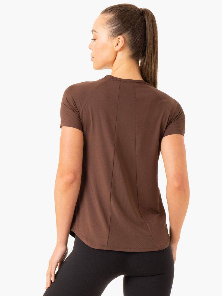 Women's Ryderwear Women T Shirts Level Up Training T Shirts Chocolate | NZ2789PQ