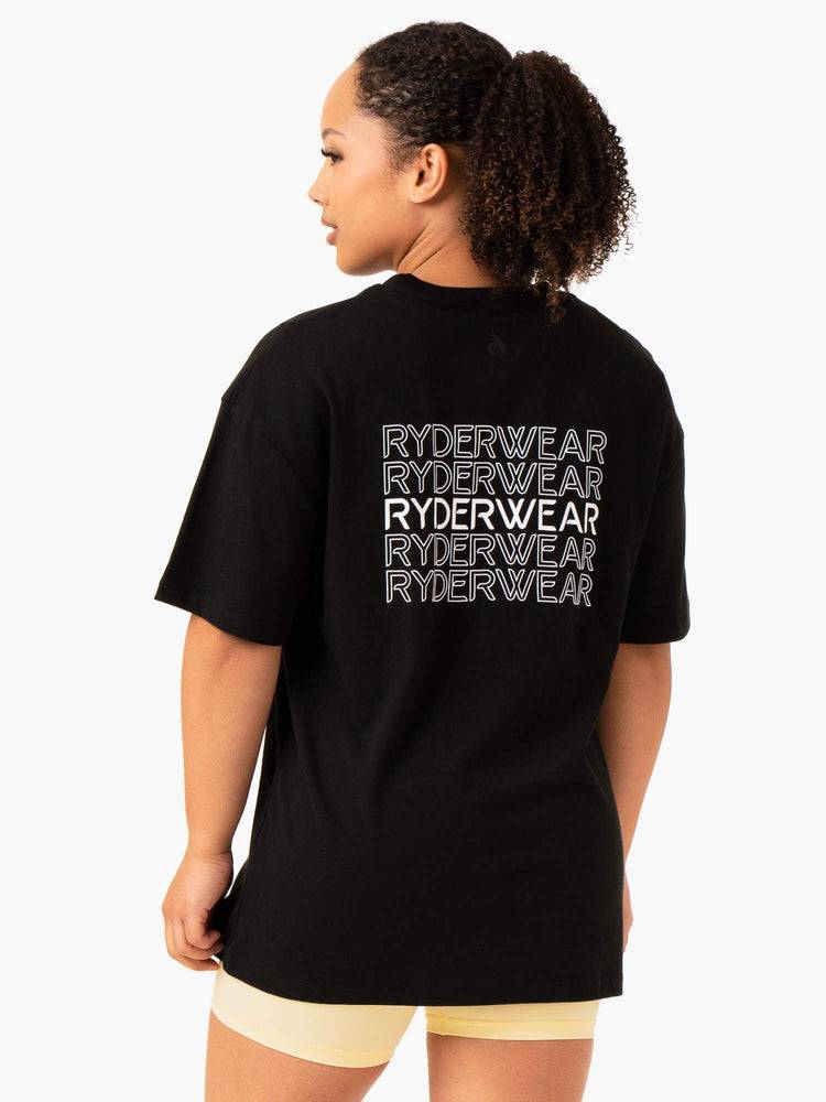 Women's Ryderwear Women T Shirts Level Up Oversized T Shirts Black | NZ2790OR