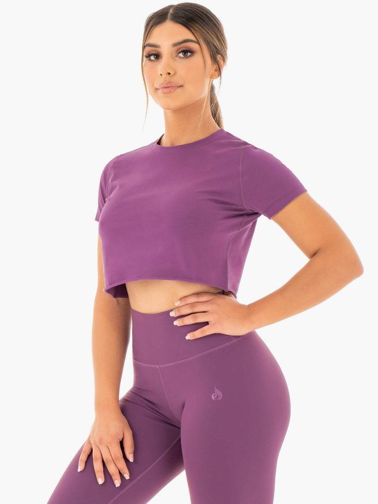 Women's Ryderwear Women T Shirts Motion Cropped T Shirts Purple | NZ2680EX