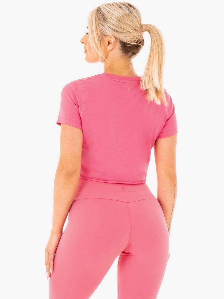 Women's Ryderwear Women T Shirts Motion Cropped T Shirts Pink Lemonade | NZ2683MA