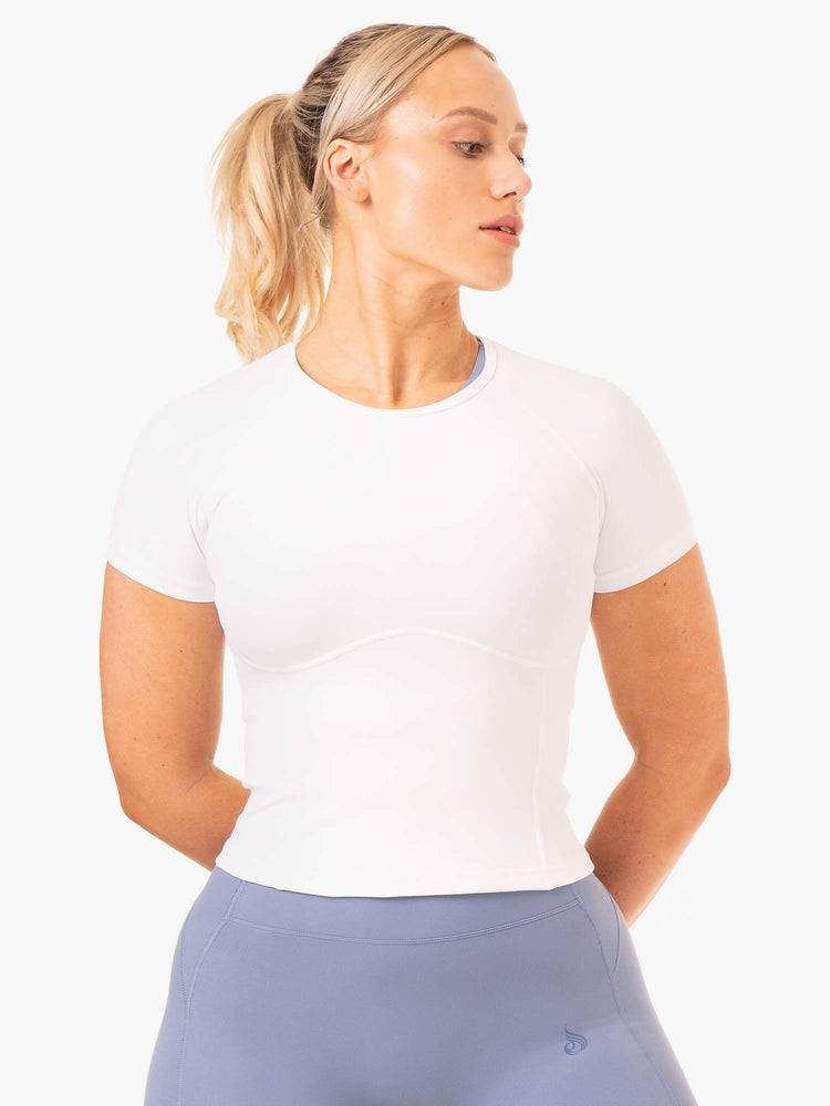 Women's Ryderwear Women T Shirts NKD Frame Fitted T Shirts White | NZ2774UT