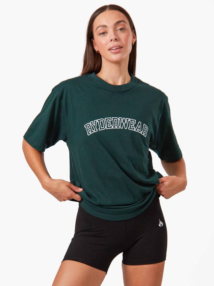 Women's Ryderwear Women T Shirts Oversized T Shirts Bottle Green | NZ2742SO