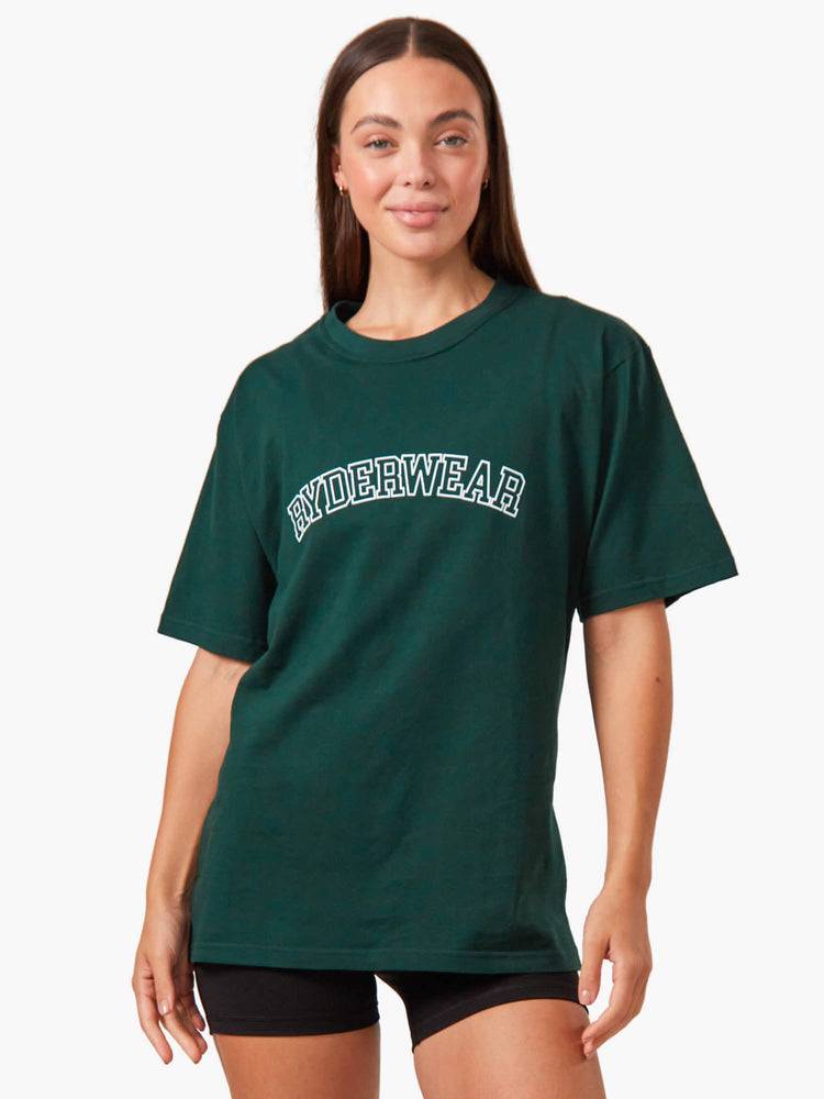 Women\'s Ryderwear Women T Shirts Oversized T Shirts Bottle Green | NZ2742SO