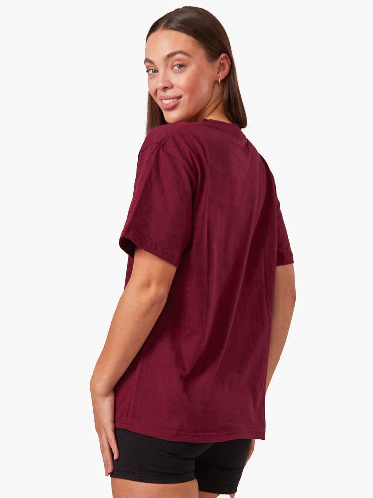 Women's Ryderwear Women T Shirts Oversized T Shirts Maroon | NZ2744PQ