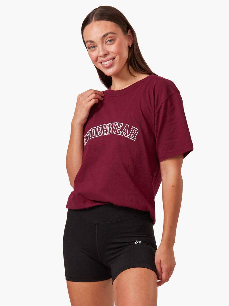 Women's Ryderwear Women T Shirts Oversized T Shirts Maroon | NZ2744PQ