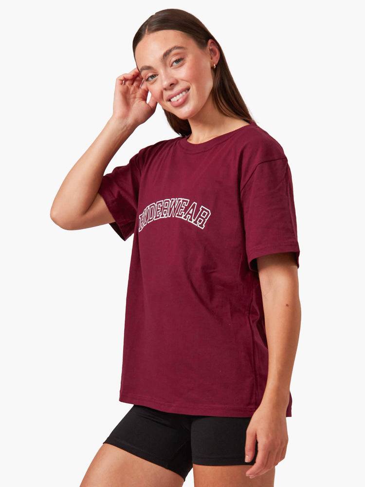 Women\'s Ryderwear Women T Shirts Oversized T Shirts Maroon | NZ2744PQ