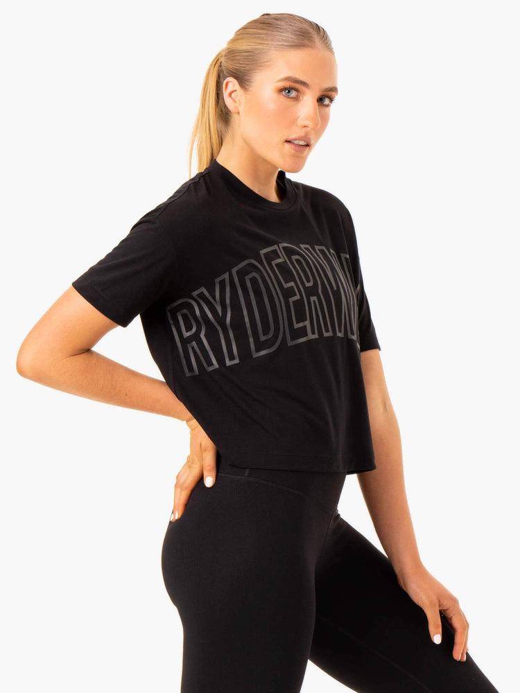 Women's Ryderwear Women T Shirts Replay Boxy Tee T Shirts Black | NZ2721UT