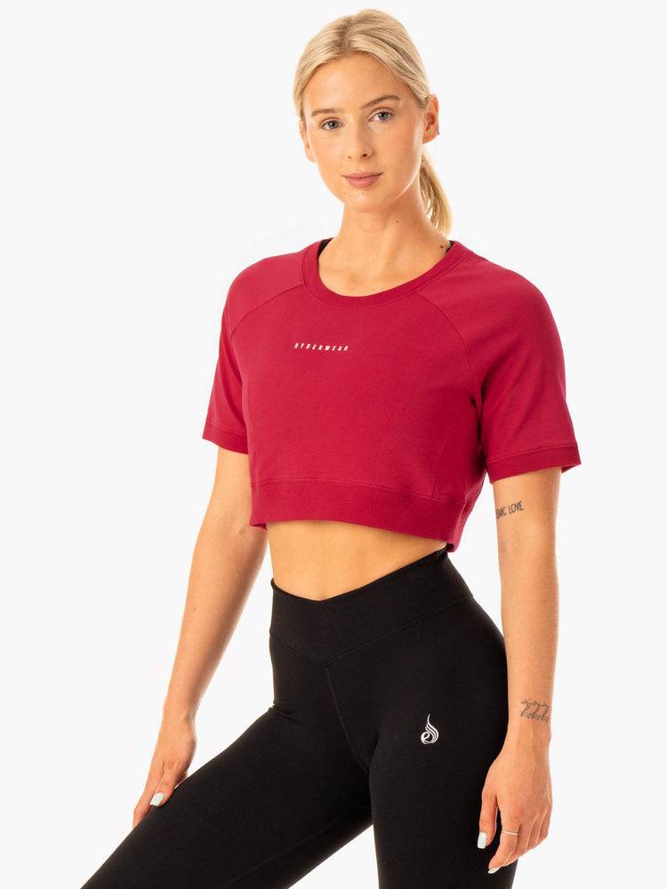 Women's Ryderwear Women T Shirts Revival Cotton T Shirts Red | NZ2749TV