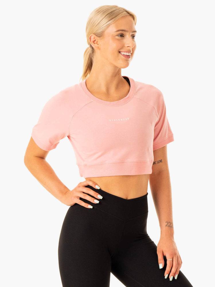 Women's Ryderwear Women T Shirts Revival Cotton T Shirts Pink | NZ2750RW