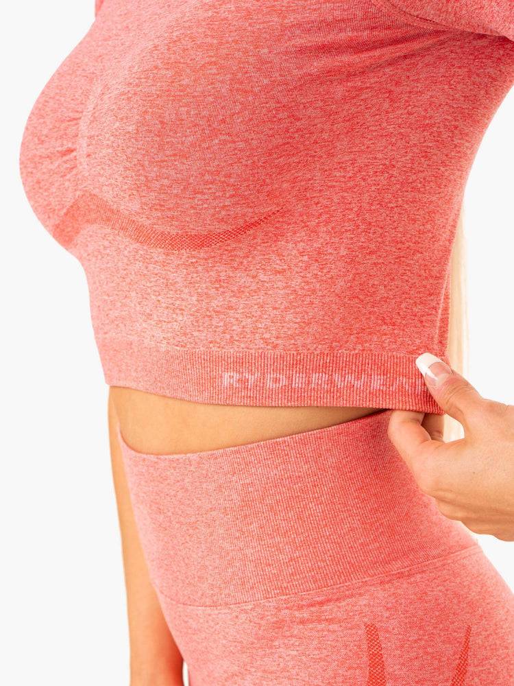 Women's Ryderwear Women T Shirts Sculpt Seamless T Shirts Peach Marl | NZ2716SO